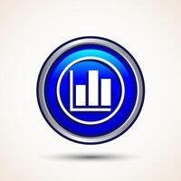Bar chart icon design illustration, Graph icon, Growth sign, Growth chart, Blue color round button design vector