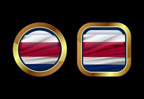 Glossy flag button of Costa Rica, High quality web button design vector