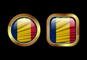 Glossy flag button of Chad, High quality web button design vector