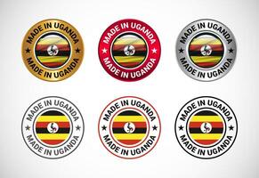 Made in Uganda label icon with flag. Icon set for business, badge, seal, sticker, logo, and symbol vector