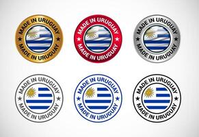 Made in Uruguay label icon with flag. Icon set for business, badge, seal, sticker, logo, and symbol vector