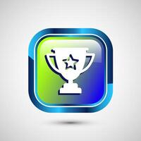 Award icon design illustration, Winning icon, Champion symbol, Glossy square button design vector