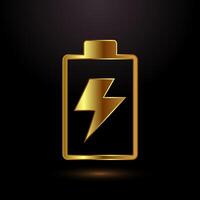 Power, Battery Icon Design Illustration, Shiny gold battery icon for modern interfaces vector