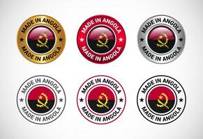 Made in Angola label icon with flag. Icon set for business, badge, seal, sticker, logo, and symbol vector