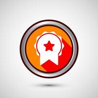 Award icon design illustration, Winning icon, Champion symbol, Orange shadow button design vector
