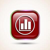 Bar chart icon design illustration, Graph icon, Growth sign, Growth chart, Red color square button design vector