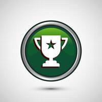 Award icon design illustration, Winning icon, Champion symbol, Green color round button design vector