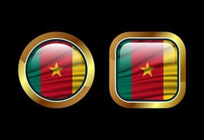Glossy flag button of Cameroon, High quality web button design vector