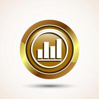 Bar chart icon design illustration, Graph icon, Growth sign, Growth chart, Gold color round button design vector