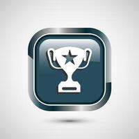 Award icon design illustration, Winning icon, Champion symbol, Gray color square button design vector