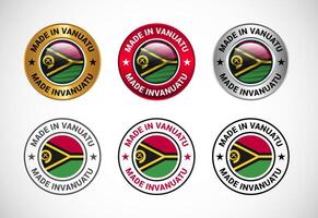 Made in Vanuatu label icon with flag. Icon set for business, badge, seal, sticker, logo, and symbol vector