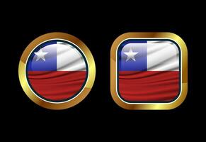 Glossy flag button of Chile, High quality web button design vector