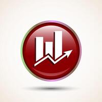 Bar chart icon design illustration, Graph icon, Growth sign, Growth chart, Red color round button design vector