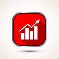 Bar chart icon design illustration, Graph icon, Growth sign, Growth chart, Red shadow button design vector