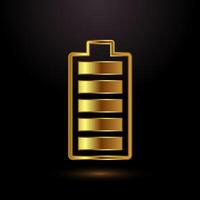 Power, Battery Icon Design Illustration, Battery icon in metallic gold style vector