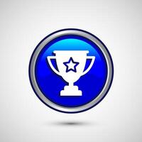 Award icon design illustration, Winning icon, Champion symbol, Blue color round button design vector