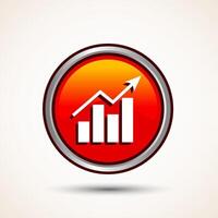Bar chart icon design illustration, Graph icon, Growth sign, Growth chart, Orange color round button design vector