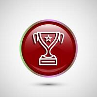 Award icon design illustration, Winning icon, Champion symbol, Red color round button design vector
