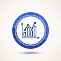 Bar chart icon design illustration, Graph icon, Growth sign, Growth chart, Blue color button design vector