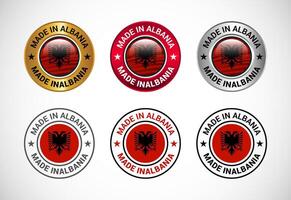 Made in Albania label icon with flag. Icon set for business, badge, seal, sticker, logo, and symbol vector
