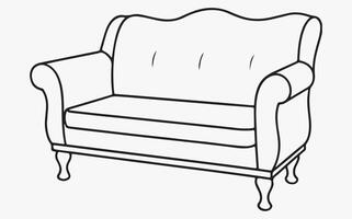 Sofa line art drawing image clipart vector