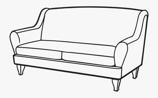 Sofa line art clipart icon illustration vector