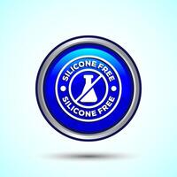 Silicone free icon design illustration, Best Silicone free sign, symbol, Blue Color Round Button Design vector