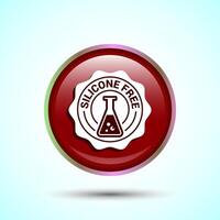 Silicone free icon design illustration, Best Silicone free sign, symbol, Red Color Round Button Design vector