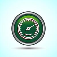 Speedometer Icon design illustration, Speed indicator sign symbol, Green color round button design vector