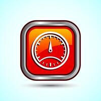 Speedometer Icon design illustration, Speed indicator sign symbol, Orange color square button design vector