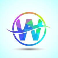 English alphabet W with swoosh or ocean wave logo design. Graphic alphabet symbol for corporate business identity vector