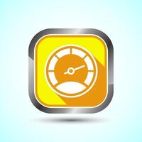 Speedometer Icon design illustration, Speed indicator sign symbol, Yellow shadow button design vector