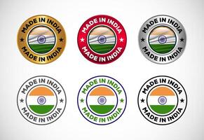 Made in India label icon with flag. Icon set for business, badge, seal, sticker, logo, and symbol vector
