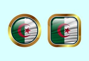 Glossy flag button of Algeria, High quality web button design vector