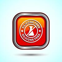 Silicone free icon design illustration, Best Silicone free sign, symbol, Orange Color Square Button Design vector