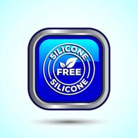 Silicone free icon design illustration, Best Silicone free sign, symbol, Blue Color Square Button Design vector