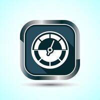Speedometer Icon design illustration, Speed indicator sign symbol, Gray shadow button design vector