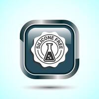 Silicone free icon design illustration, Best Silicone free sign, symbol, Gray Color Square Button Design vector