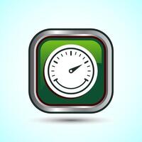 Speedometer Icon design illustration, Speed indicator sign symbol, Green color square button design vector