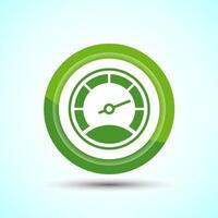 Speedometer Icon design illustration, Speed indicator sign symbol, Green color button design vector