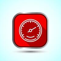Speedometer Icon design illustration, Speed indicator sign symbol, Red shadow button design vector
