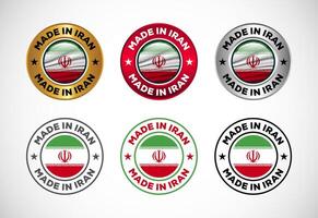 Made in Iran label icon with flag. Icon set for business, badge, seal, sticker, logo, and symbol vector