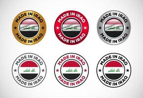 Made in Iraq label icon with flag. Icon set for business, badge, seal, sticker, logo, and symbol vector