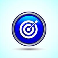 Target goal icon design illustration, Goal sign symbol, Blue color round button design vector