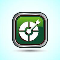 Target goal icon design illustration, Goal sign symbol, Green color square button design vector