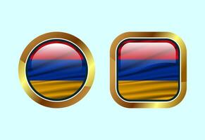Glossy flag button of Armenia, High quality web button design vector