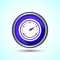 Speedometer Icon design illustration, Speed indicator sign symbol, Blue shadow button design vector