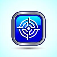 Target goal icon design illustration, Goal sign symbol, Blue color square button design vector