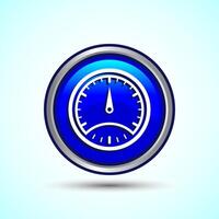 Speedometer Icon design illustration, Speed indicator sign symbol, Blue color round button design vector