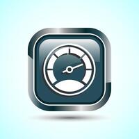 Speedometer Icon design illustration, Speed indicator sign symbol, Gray color square button design vector